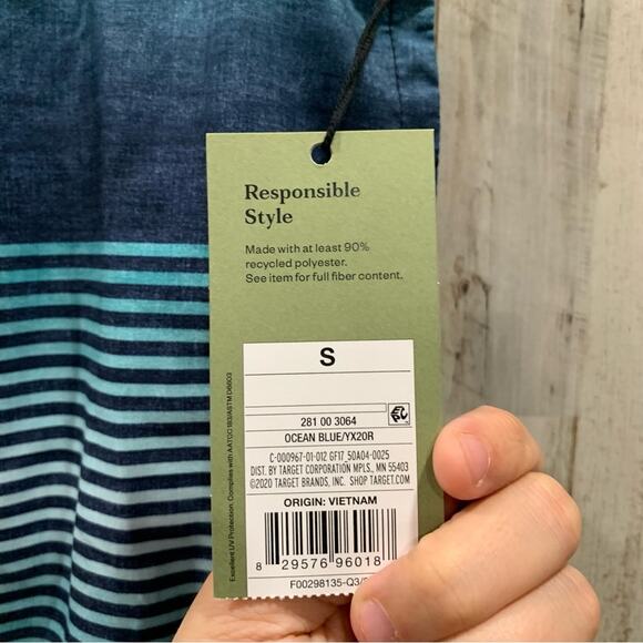 NWT Goodfellow Ocean Blue Stripe Board Short Swim Trunks 9” Inseam - Picture 6 of 6